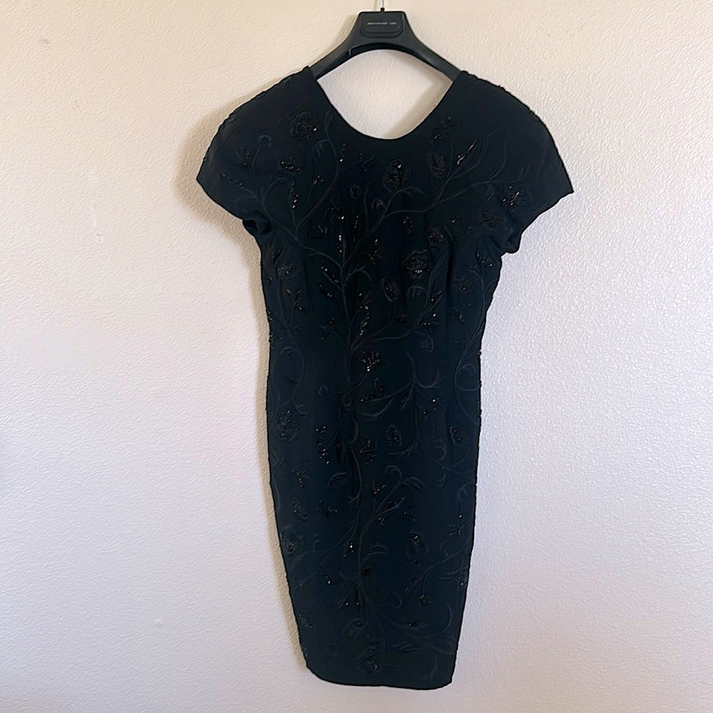 Vintage Carmen Marc Valvo Black Beaded Cocktail Dress